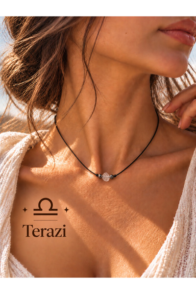 Femenino Libra Zodiac Sign Real Natural Crystal Quartz Stone Adjustable Necklace