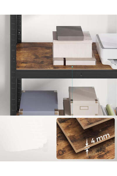 SONGMICS Raft metalic de depozitare, cu rafturi din PAL, 5 rafturi, max. 600 kg, 200x100x50cm, maro și negru