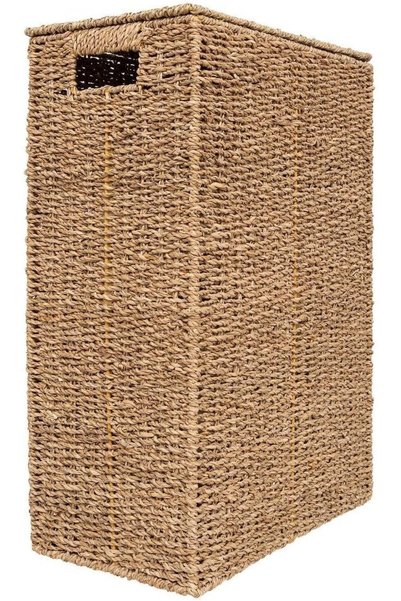 5five Simple Smart 5Five Coș de rufe împletit din trestie, cu cadru metalic, 40 litri, 37x22x55 cm, Maro