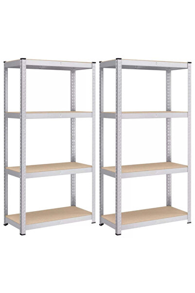 SONGMICS Set de 2 rafturi metalice cu 4 rafturi reglabile din MDF, 80x40x160 ...