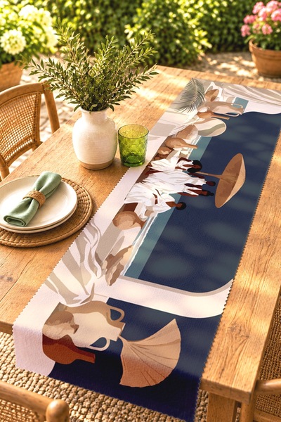 EVPANYA Coastal Abstract Girls Patterned Runner/Tablecloth/Placemat