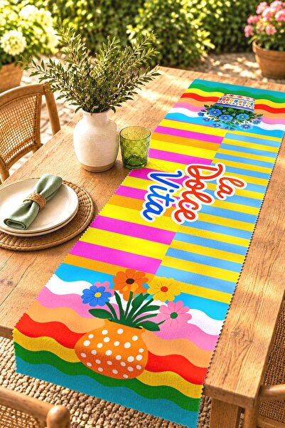 EVPANYA Colorful Dolce Vita Patterned Runner / Tablecloth / Placemat