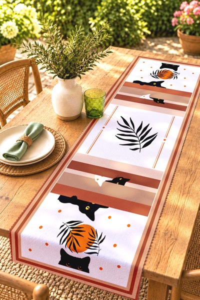 EVPANYA Saklanan Kediler Patterned Runner / Tablecloth / Placemat