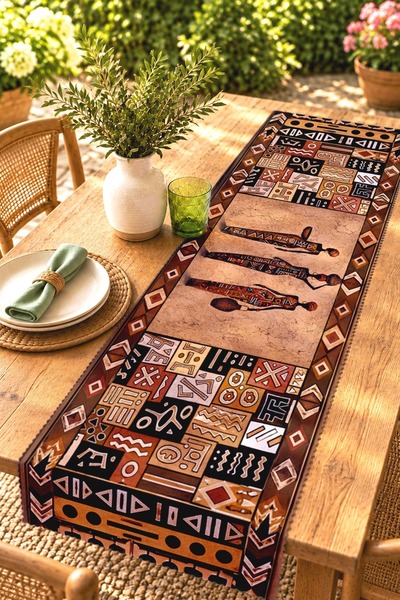 EVPANYA African Carrier Women Patterned Runner / Tablecloth / Placemat