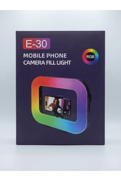Generic إضاءة تصوير للهواتف الذكية مع حامل هاتف وإضاءة ملونة RGB موديل E-30