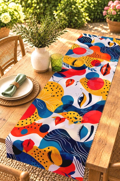 EVPANYA Colorful Women's Silhouettes Patterned Runner / Tablecloth / Placemat