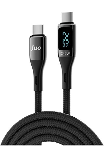 StepCo 240W Dijital Led Ekranlı E-Mark Çipli PD 3.1 USB Type-C to Type-C Hızlı Şarj ve Data Kablosu 2 Metre