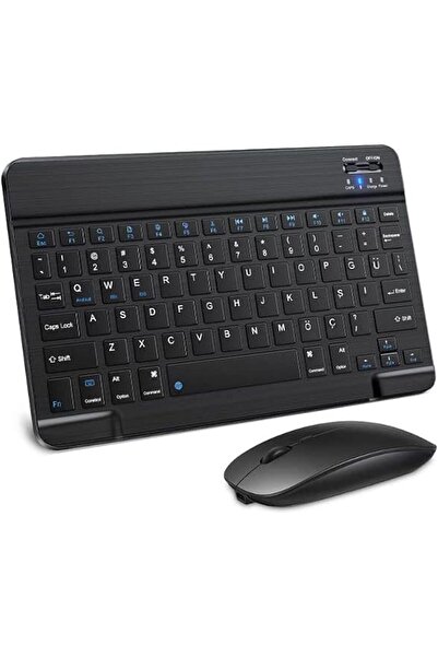StepCo Bluetooth Kablosuz Şarjlı Türkçe Q Klavye Alüminyum Alışım Mini Pilli Mouse Süper Hafif Taşınabillir