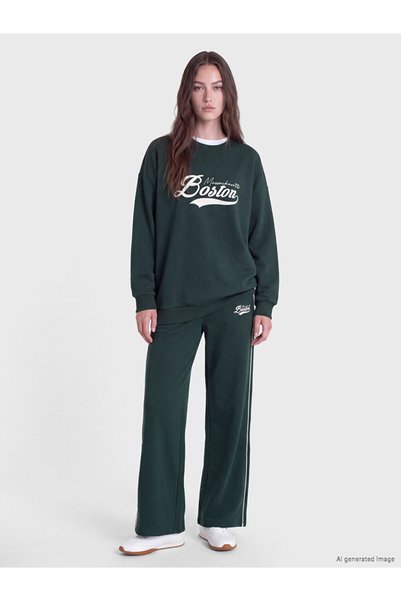 LC Waikiki Esvab • Modern & Distinctive Boston Printed Women's Thick Sweatpants