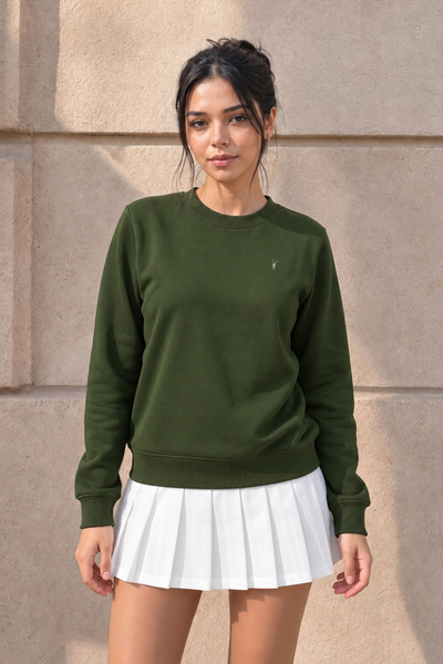 COMBİNE MİCHAİL Women's Long Sleeve Comfort Khaki Loose Sweatshirt