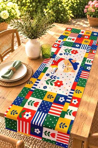 EVPANYA Cat and Flower Themed Patterned Runner/Tablecloth/Placemat