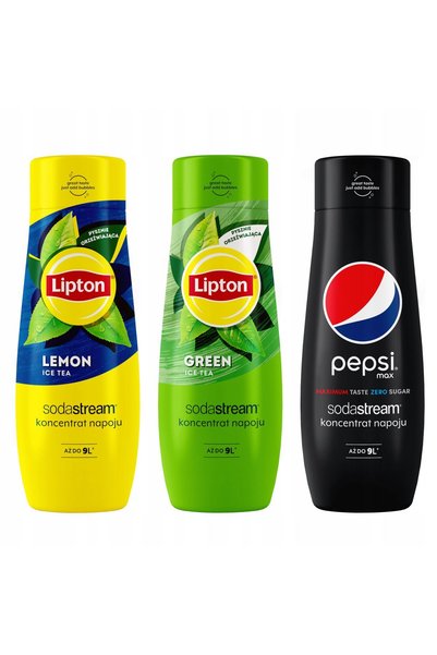 sodastream Set de 3 concentrate Lipton Lemon+Green+Pepsi Max