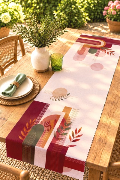 EVPANYA Bohemian Rainbow and Sun Patterned Runner / Tablecloth / Placemat