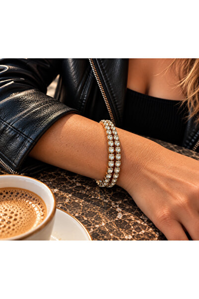 COCOSH TAKI Gold Color Zircon Large Stone Waterway Rubberized Multi-Women's E...