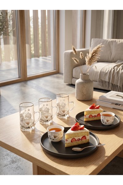 Generic Glass Tea Cups and Coffee Mugs with Saucers Set Elegant Design Serving Cups for High-End Dining Experiences