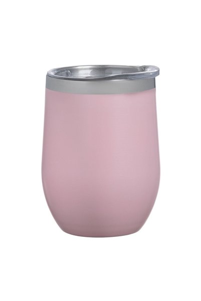 OEM Pahar Termos Metalic Roz Nude cu Capac Transparent 350 ml