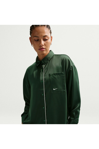 Nike Off/line Woven Satin Ls Top Kadın Yeşil Sweatshirt(yousportswear)