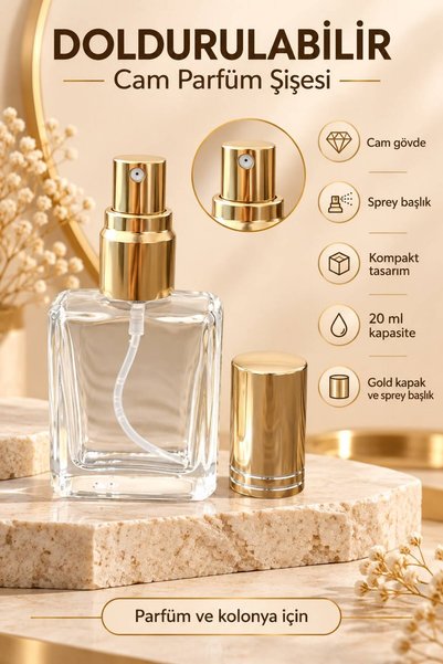 wappa 1 ADET GOLD renk 20 ML Boş Parfüm Şişesi, Boş Şişe, Nişan Düğün Sünnet ...