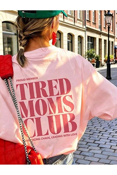 genosha Tired Moms Club Printed 100% Cotton Oversize T-Shirt