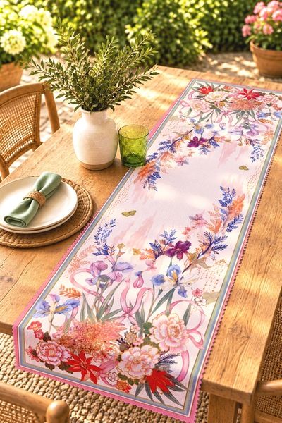 EVPANYA Floral and Zebra Patterned Runner / Tablecloth / Placemat