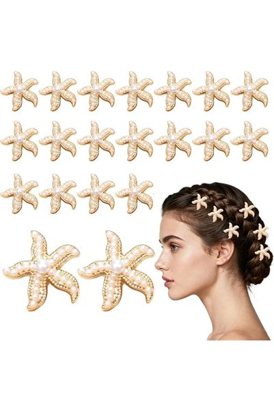 YAFIYGI 20Pcs Starfish Hair Clips Gold Cute Pearl Hair Pins and Small Hair Ba...