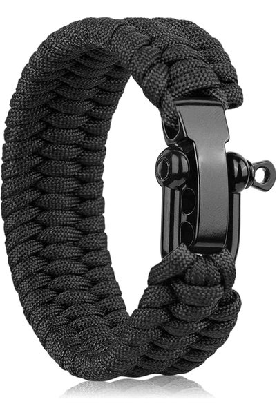 GENERAL Guyz Survival Bracelet, Black 550 Paracord with Heavy Duty Metal Clip...