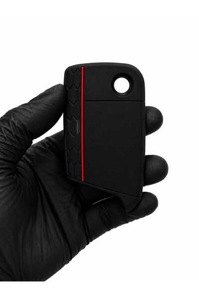 GMA KEYS For Volkswagen T-Roc Taigo T-Cross Polo Golf Tiguan Silicone Key Case Cover Black Red
