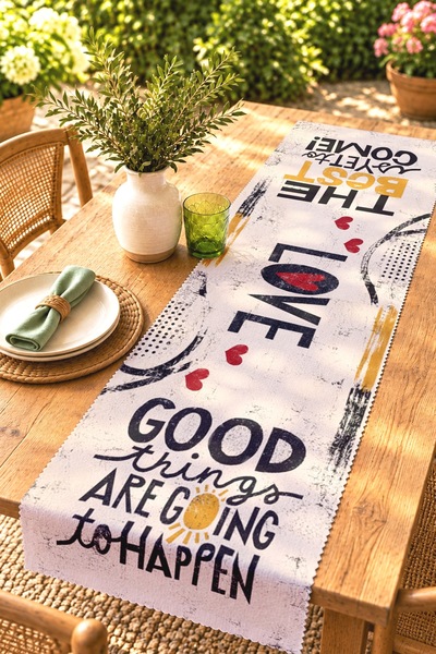 EVPANYA Love Is Real Patterned Runner / Tablecloth / Placemat