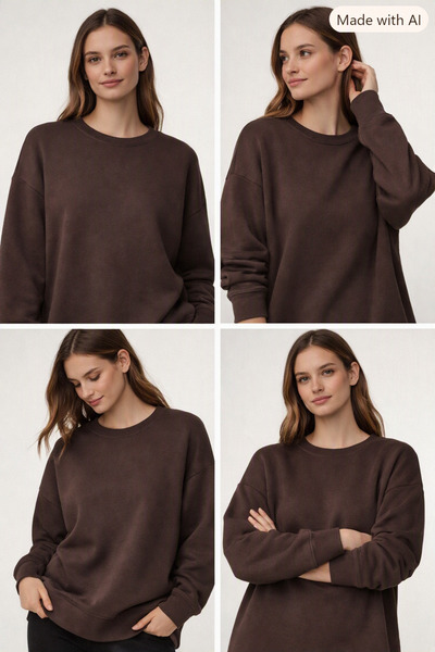 Umay moda 59 Soft Textured - Women's Sweatshirt - Double Face Fabric