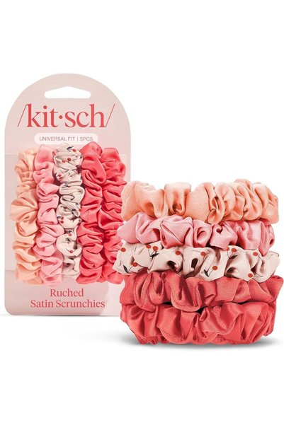 Kitsch Ultra-Petite Satin Scrunchies for Women 5pcs - Cherry Blossom