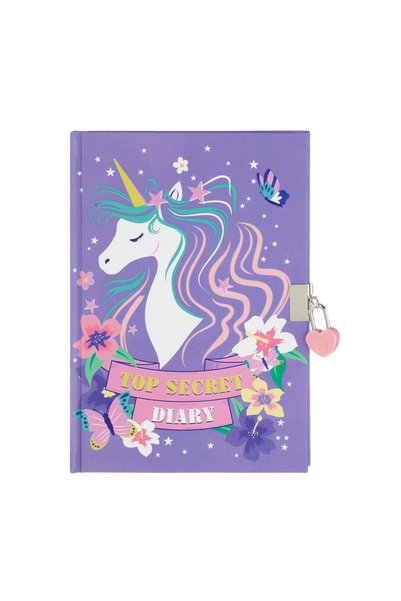 OEM Agendă A5 cu Lacăt, Copertă Lila Unicorn, 80 File – pentru Notițe