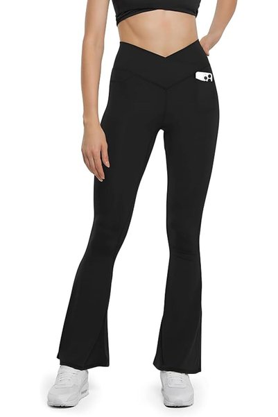 GENERAL HEGALY Women's Flare Yoga Pants - Crossover Flare Leggings Buttery So...