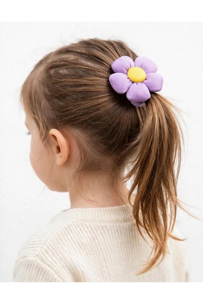 LİNACO Colorful Flower Hairpin Set Girls' Elastic Hairpin Daisy Model Soft Fabric