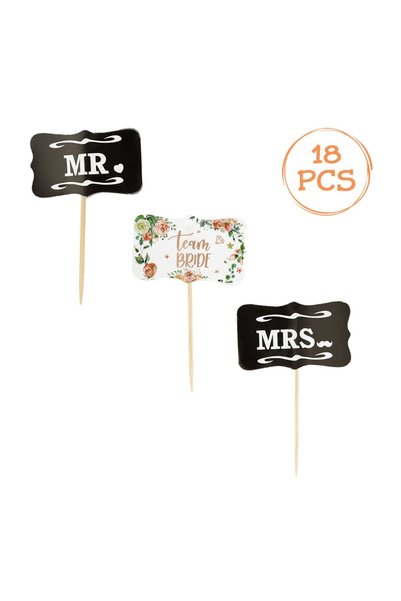 OEM Scobitori Decorativi de Petrecere Mr & Mrs Team Bride Negre Albe Flori - ...
