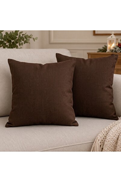 shopshop ss Brown Panama Linen Plain Duck Fabric (43X43) Decorative 2-Piece T...
