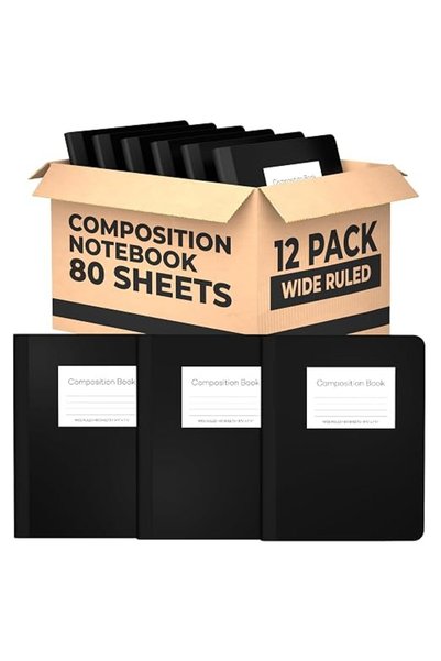 GENERAL E-CLIPS USA Wide Ruled Notebooks for School Wide Ruled Black Composit...