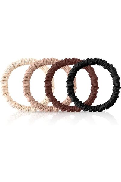 GENERAL 4Pcs 100% Mulberry Silk Scrunchies Hair Care, Mulberry Silk Skinny Ha...