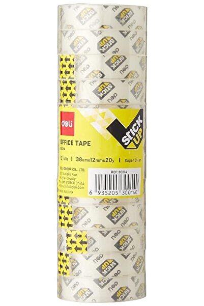 Deli Office Accessories Tape 12 Rolls Set, 12 mm x 18 Meter Size, Trasparent