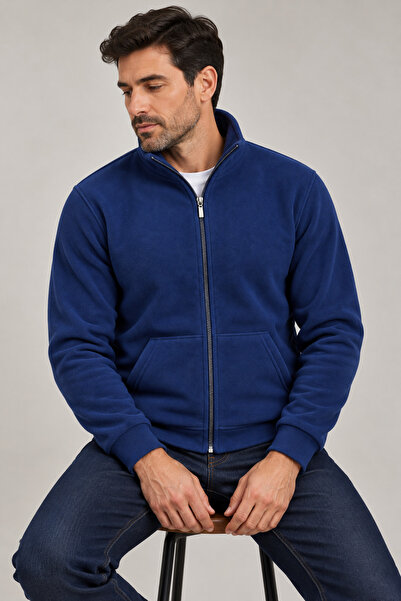 Beyome Unisex 270 Gr Cotton Fleece Zippered Stand Collar Kangaroo Pocket Wint...