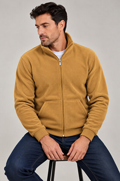 Beyome Unisex 270 Gr Cotton Fleece Zippered Stand Collar Kangaroo Pocket Wint...
