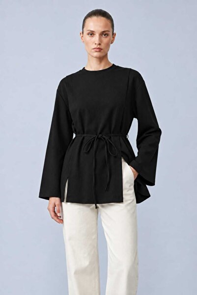 Yırtmaçlı Bağcıklı Tunik Sweat
