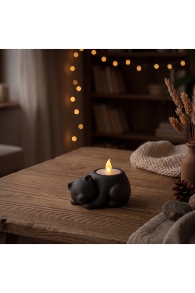 Glintz Ayıcıklı Led Masa ve Gece Lambası, Tealight, Dekoratif Pilli Mum Lamba