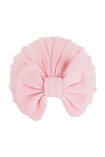 OEM Căciuliță Turban Roz cu Dungi Reliefate și Fundiță pentru Bebeluși – Acce...