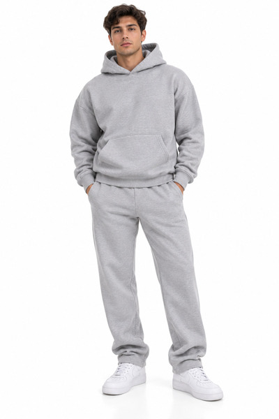 ENB1R MODA Unprinted Top and Bottom Tracksuit-Hooded Sweatshirt Set Oversize ...
