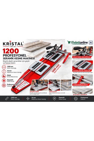 Kristal Ideal 1200 Profesyonel Seramik Kesme Makinesi 120 cm Manuel Fayans Kesici