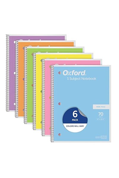 GENERAL Oxford Spiral Notebook 6 Pack, 1 Subject, Wide Ruled Paper, 8 x 10-1/...
