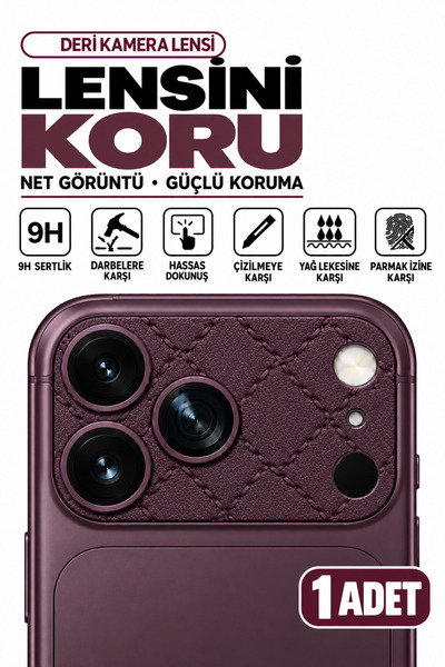 WANNA PROTECT (Deri Dikişli) iPhone 17 Pro Max / 18 Pro Max Uyumlu Kamera Len...