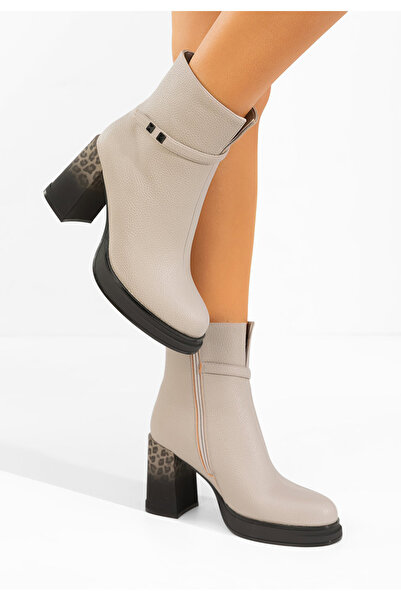 B T Shoes Botine cu toc gros Rannia gri