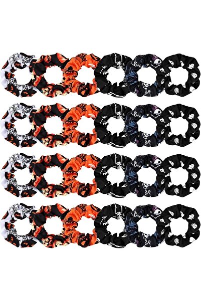 Araluky 24 Pcs Halloween Hair Accessories Halloween Scrunchies for Women