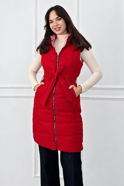 FashionForYou Vestă reversibilă ALIRA de damă, trei sferturi, cu glugă detașa...